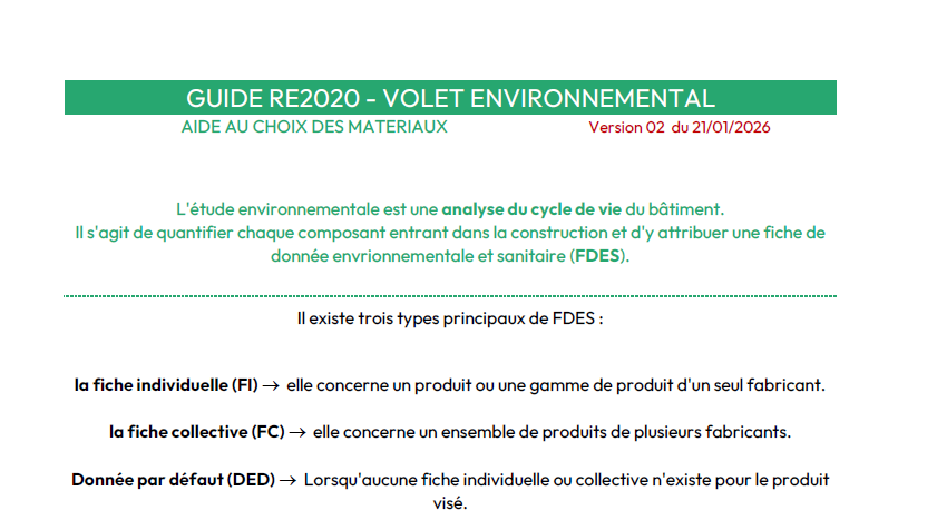 Guide ACV RE2020 Environnement 2026 Guide ACV RE2020 Environnement
